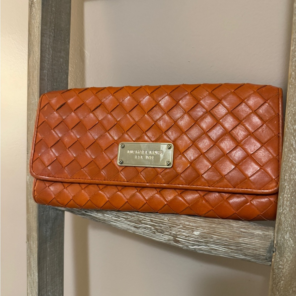 Michael Kors Tangerine Woven Wristlet